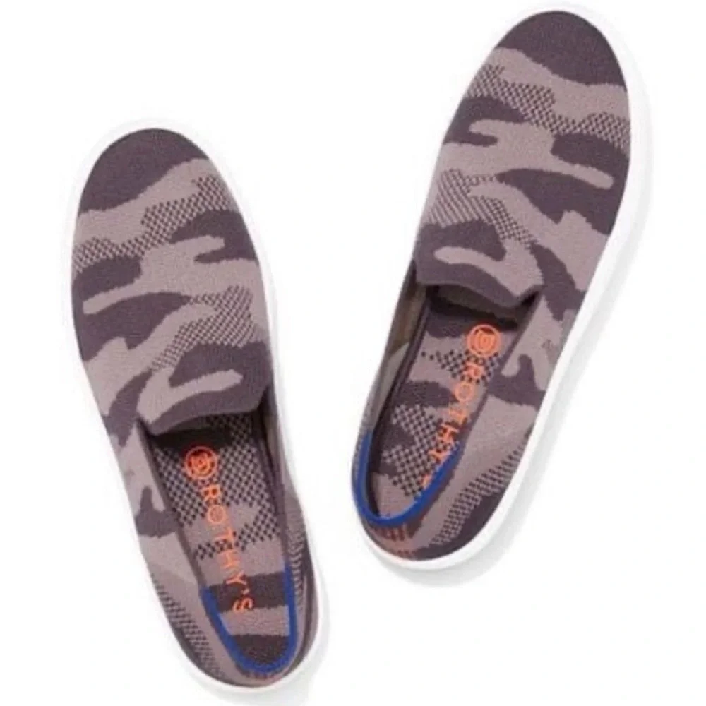 Rothys Camo Slip On Sneakers Taupe Shoes Size 9.5 Women’s Camouflage Shoes boho